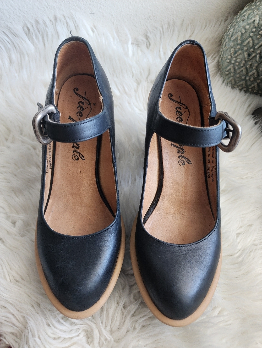 FREE PEOPLE MARY JANE PLATFORM WOMENS HEELS LEATHER MADE IN SPAIN SIZE 37 - Picture 14 of 15